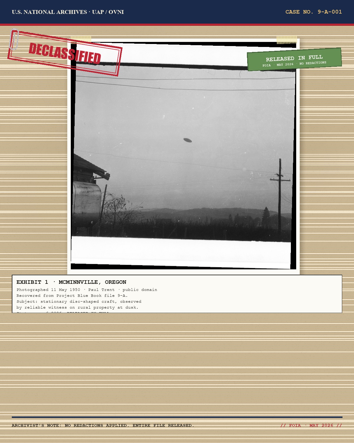Exhibit 1 — McMinnville UFO 1950