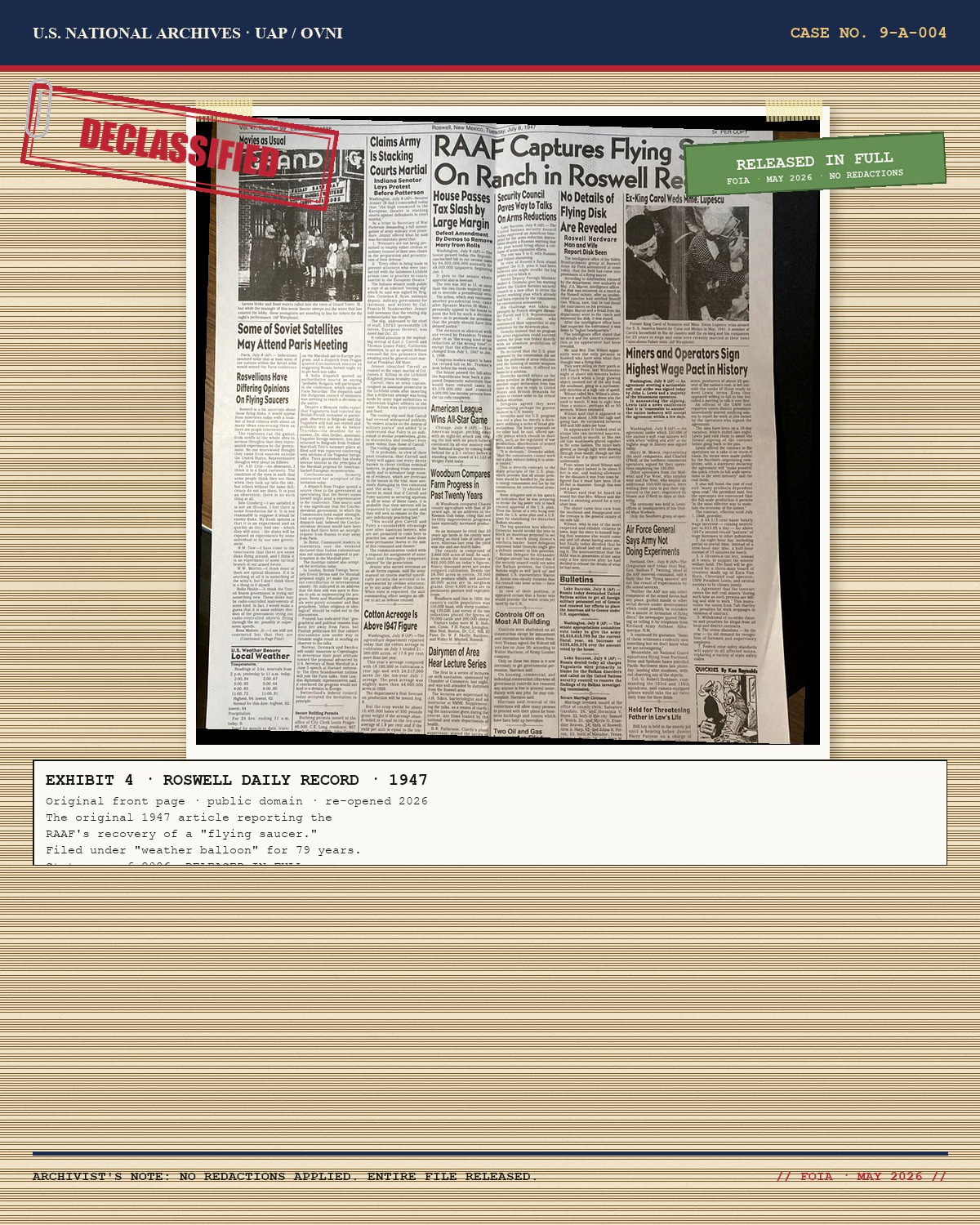 Exhibit 4 — Roswell Daily Record 1947